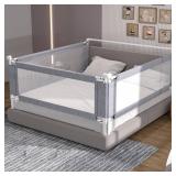 3-Piece Full Size Bed Rail for Toddlers - Adjustable Baby Bed Rail Guard, Kids Safety Bed Rail for Full Size Bed (74.8x74.8"x54"-Grey) - Retail: $140"