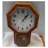 Classic Antique Mini Pendulum Wall Clock, Wood Simulated Vintage Bronze Texture, Non Ticking Silent Sweep Quartz Movement, Width 11.4â, Length 18.5â, Retro Rustic Country Style, Plastic Fram