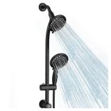 Handheld Showerhead & Rain Shower Combo for Easy Reach, 27.5 Drill-free Stainless Steel Slide Bar, 5âof 5-setting Handheld Shower and Showerhead, with 5ft Hose - Black - Retail: $74"