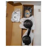 Handheld Showerhead & Rain Shower Combo for Easy Reach, 27.5 Drill-free Stainless Steel Slide Bar, 5âof 5-setting Handheld Shower and Showerhead, with 5ft Hose - Black - Retail: $74"