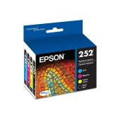 Epson 252 Black, C/M/Y 4pk Combo Ink Cartridges - Black, Cyan, Magenta, Yellow (T252120-BCS)