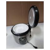 Hamilton Beach Digital Programmable Rice Cooker & Food Steamer, 8 Cups Cooked (4 Uncooked), With Steam & Rinse Basket, Stainless Steel (37518) (Needs New Cord)