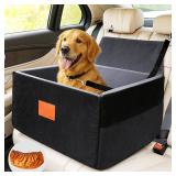 Dog Car Seat - Small Dogs Waterproof Booster Clip-on Harness and Thick Memory Foam Padding Pet Travel Bed Small Dog Car Seat Cover (Black, Large)