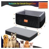 Dog Car Seat - Small Dogs Waterproof Booster Clip-on Harness and Thick Memory Foam Padding Pet Travel Bed Small Dog Car Seat Cover (Black, Large)