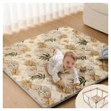 Blissful Diary Baby Play Mats for Floor, 50x50 Playpen Mat, Thick Cushioning Padding Foam Playmat for Baby and Toddlers Infants, Non-Slip & Machine Washable, Earth Tones Design