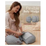 Momcozy Portable Pregnancy Pillow W Shaped Maternity Support for Side Sleepers, Adjustable Travel Wedge Pillow for Back, Belly, and Hip Relief, Ideal for Pregnant Women, Deep Grey