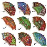 Mycrafts Bohemian Handmade Design Cotton Multi Color Cotton Fashion Multi Colored Umbrella Embroidery Boho Umbrellas Parasol (10 Pcs lot)