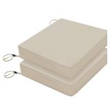 Favoyard Patio Chair Cushions 18.5 x 16 x 3 Inch Waterproof Outdoor Seat Cushions for Patio Furniture 3-Year Color Fastness Garden Sofa Couch Chair Pads with Handle & Adjustable Straps Set of 2, Beige