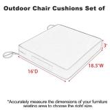 Favoyard Patio Chair Cushions 18.5 x 16 x 3 Inch Waterproof Outdoor Seat Cushions for Patio Furniture 3-Year Color Fastness Garden Sofa Couch Chair Pads with Handle & Adjustable Straps Set of 2, Beige