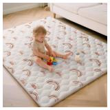 Tivellary Soft & Extra Thick Baby Play Mat for Floor, 71x59 Playpen Mat Foldable & Washable Baby Crawling Mat, Play Mat for Babies and Toddlers