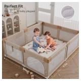 Tivellary Soft & Extra Thick Baby Play Mat for Floor, 71x59 Playpen Mat Foldable & Washable Baby Crawling Mat, Play Mat for Babies and Toddlers