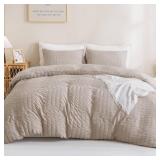Litanika California King Size Comforter Set Khaki, 3 Pieces Lightweight Seersucker Bedding Comforters Sets, Soft Bed Set (104x96In Comforter & 2 Pillowcases)