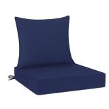 Cozyide Outdoor Chair Cushions 24x24, Washable Patio Furniture Cushions with Removable Cover, Waterproof Outdoor Deep Seat Cushion Set with Non-Slip Ties and Handle, Navy