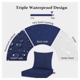 Cozyide Outdoor Chair Cushions 24x24, Washable Patio Furniture Cushions with Removable Cover, Waterproof Outdoor Deep Seat Cushion Set with Non-Slip Ties and Handle, Navy