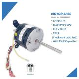 F48AE48A61 Fan Motor Replaces genteq, 3314471.011/3314471.013,1/4HP 1650RPM/3SPD Compatible with RV AC Dometic Duo-Therm Penguin II 641815/641816/641835/641915/641916/641935,115V, LEUNGOO