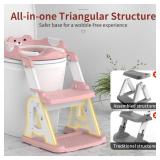 Meulife Potty Training Seat, Upgrade 2 in 1 Potty Training Toilet for Toddler, Toddler Toilet Seat for Boys Girls with Support Bar, Anti-Slip Pad and Step Stool (Pink)