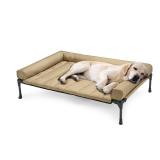 Veehoo Cooling Elevated Dog Bed Add Removable Waterproof Bolster Cushion Mat, Raised Pet Cot with Breathable Teslin Mesh, No-Slip Feet, Dog Couch Bed for Indoor Outdoor, 42x30inches, Beige, CWC2331B
