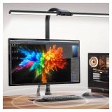 LED Desk Lamp for Home Office, Eye-Caring Desk Light with Clamp, 15W Double Head Architect Task Lamp Stepless Dimming, Flexible Gooseneck Bright Table Lamp for Study Reading Workbench Drafting