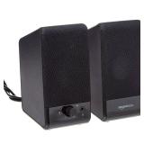 Amazon Basics USB-Powered Computer Speakers for Desktop or Laptop PC with Volume Control, Plug-N-Play, Black