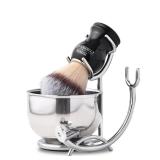 JEQUIL&CORENVEO Deluxe Shaving Kit for Men, 3pcs Shaving Set, Shaving Brush, Shaving Bowl, Razor & Brush Holder