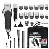 Wahl Clipper USA Deluxe Corded Chrome Pro, Complete Hair and Trimming Kit, Includes Corded Clipper, Cordless Battery Trimmer, and Styling Shears, for a Cut Every Time - Model 79524-5201M (Pre Owned)