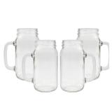 Darware Mason Jar Mugs with Handles (24oz, Clear, 4-Pack); Glass Drinking Glasses for Cold Beverages, Decoration, Storage, Party Favors, Cocktails, Floats