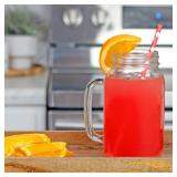 Darware Mason Jar Mugs with Handles (24oz, Clear, 4-Pack); Glass Drinking Glasses for Cold Beverages, Decoration, Storage, Party Favors, Cocktails, Floats