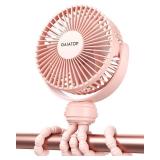 Gaiatop Mini Portable Stroller Fan, Battery Operated Small Clip on Fan, Detachable 3 Speed Rechargeable 360° Rotate Flexible Tripod Handheld Desk Cooling Fan for Car Seat Crib Treadmill Travel Pink (