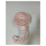Gaiatop Mini Portable Stroller Fan, Battery Operated Small Clip on Fan, Detachable 3 Speed Rechargeable 360° Rotate Flexible Tripod Handheld Desk Cooling Fan for Car Seat Crib Treadmill Travel Pink (