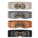 JASGOOD Women Stretchy Belts for Dresses Vintage Elastic Wide Waist Belts 4 pack