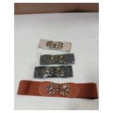JASGOOD Women Stretchy Belts for Dresses Vintage Elastic Wide Waist Belts 4 pack