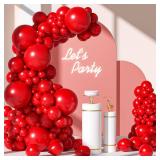 FOTIOMRG 110pcs Red Balloon Garland Arch Kit, 18 12 10 5 inch Red Latex Balloons Different Sizes Pack for Birthday Graduation Baby Shower Valentines Christmas Wedding Party Decorations