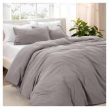 Bare Home Microfiber Duvet Cover Set - Ultra Soft Washed Microfiber - Oversized Queen Size - Linen-Like Look - Easy Care - Breathable Fabric - Our Softest Duvet Cover Set (Oversized Queen, Frost Grey)