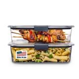 Rubbermaid Brilliance BPA-Free Food Storage Containers with Lids, Airtight Clear Set of 2 (9.6 Cup), Ideal for Lunch, Meal Prep, and Leftovers - Retail: $31
