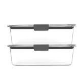 Rubbermaid Brilliance BPA-Free Food Storage Containers with Lids, Airtight Clear Set of 2 (9.6 Cup), Ideal for Lunch, Meal Prep, and Leftovers - Retail: $31
