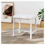 KAI-ROAD Small Vanity Stool, Cute Vanity Stools with Cushion, White Makeup Vanity Chair for Small Spaces, Living Room, Bedroom, Bathroom, Entryway, Ottoman Foot Rest for Couch Sillas Modern - Retail: 
