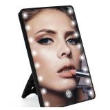 Vanity Makeup Mirror with Lights, Touch Dimming Screen 16 LED Lighted Vanity Travel Portable Mirror, Black Cosmetic Tabletop Wall Mirror Gifts for Mothers, Mom, Wife, Women, Girl - Retail: $13
