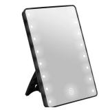 Vanity Makeup Mirror with Lights, Touch Dimming Screen 16 LED Lighted Vanity Travel Portable Mirror, Black Cosmetic Tabletop Wall Mirror Gifts for Mothers, Mom, Wife, Women, Girl - Retail: $13