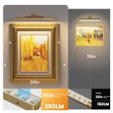 Wireless Picture Light Battery Operated, 1Pack Remote Control Painting Light with Timer, 13Hrs Service Life Art Display Light for Picture Frame Artworking Portrait, Poster, Photo, Mirror -Brass - Reta