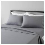 Amazon Basics Lightweight Super Soft, Wrinkle-Free Luxury Microfiber 4 Piece Bed Sheet Set with 14-Inch Deep Pockets, Full, Dark Gray, Solid - Retail: $15