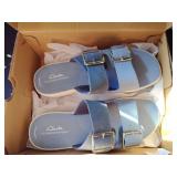 Clarks Womenfts Drift Buckle Slide Sandal, Denim Combi, 9 - Retail: $28