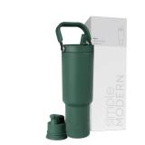 Simple Modern Trek Pivot | 40oz Flip Straw Tumbler with Handle | Water Bottle and Boot | Interchangeable Straw and Chug Lids | Insulated Stainless Steel Jug | Gym Sports Outdoors | Forest - Retail: $4