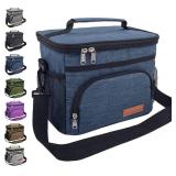 ExtraCharm Insulated Lunch Bag for WomenMen - Reusable Lunch Box for Office Picnic Hiking Beach - Leakproof Cooler Tote Bag Organizer with Adjustable Shoulder Strap for Adults - Blue - Retail: $15