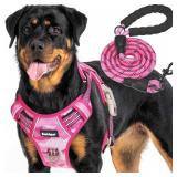 Beebiepet Heavy Duty Tactical Dog Harness for Large Dogs, No Pull Adjustable Pet Harness Reflective Service Training Easy Control Pet Vest Military K9 Working Dog Harnesses-X- Large, Pink Camo - Retai