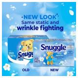 Snuggle Dryer Sheets, Long Lasting Fresh and Clean Scent, Laundry Fabric Softener, Control Static, Reduce Wrinkles, HE Safe, 200 Count - Retail: $7