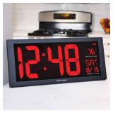 AcuRite 14.5\ Large Digital LED Oversized Wall Clock with Date and Temperature, Perfect for Home or Office (75127M) - Retail: $55