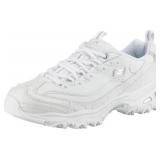 Skechers Womenfts DftLites Memory Foam Lace-up Sneaker,White Silver,7 M US - Retail: $60