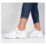 Skechers Womenfts DftLites Memory Foam Lace-up Sneaker,White Silver,7 M US - Retail: $60