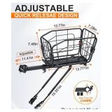 ONVIAN Rear Bike Rack with Basket, Aluminum Alloy Bike Cargo Rack, 22L Large Capacity Bicycle Basket, Foldable and Removable for Adult Bikes, Adjustable Touring Carrier Rack for Commuting and Shopping