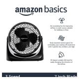 Amazon Basics Air Circulator Fan, Desk Fan for Bedroom, Home and Office, With 90-Degree Tilt Head, 3 Speed Settings, Lightweight (3 LBS), 35 Watts, Black, 11.1W x 6.3D x 10.9H - Retail: $18